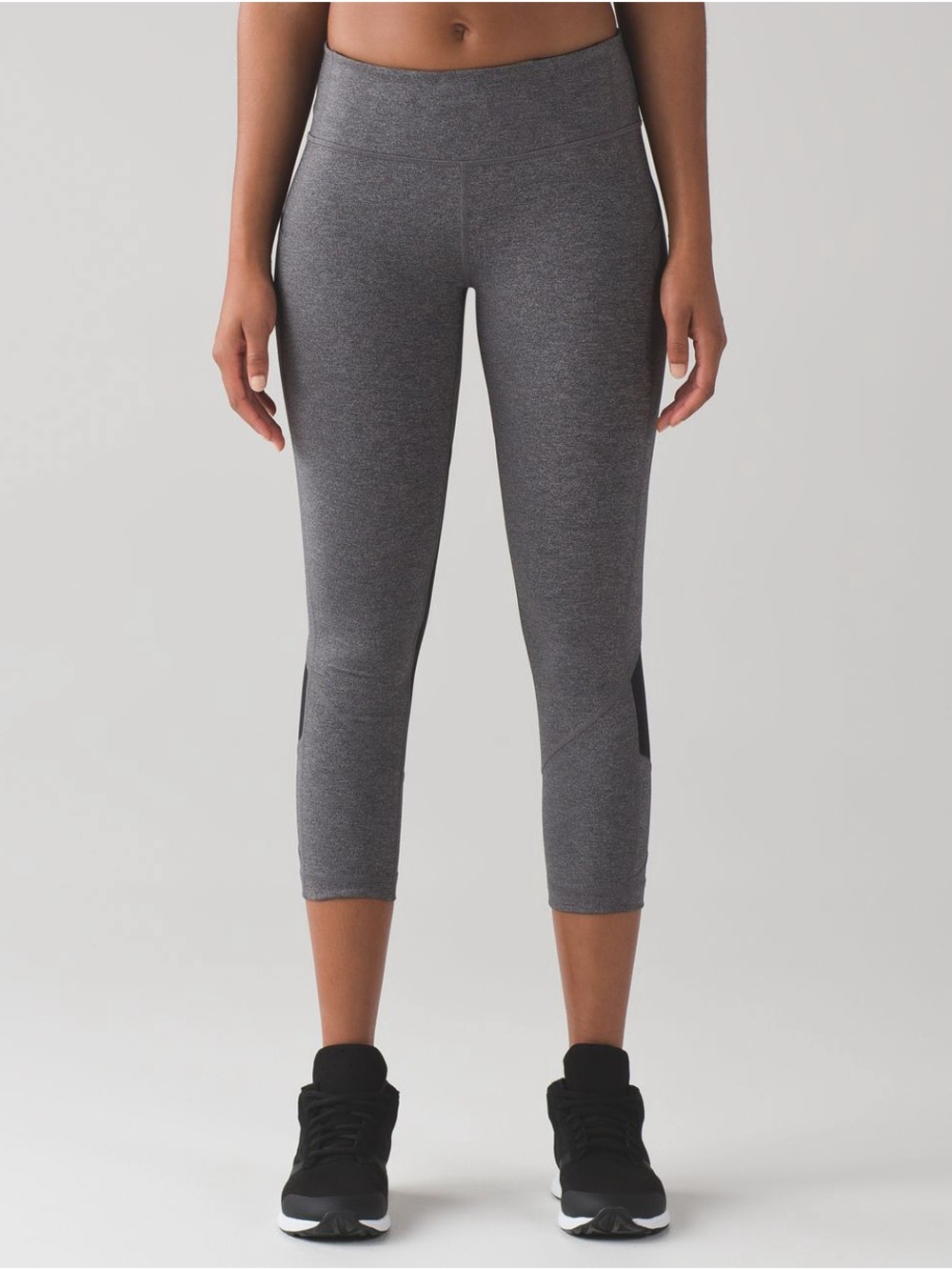 lululemon Pace Rival Crop 19” Leggings in Heathered Black & Slate, 6, EUC